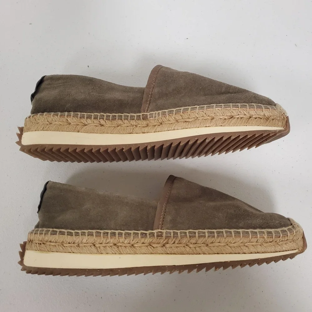 Rag & Bone Women Leather Slip On Platform Espadrilles Size 9.5 US 39.5 EU Brown